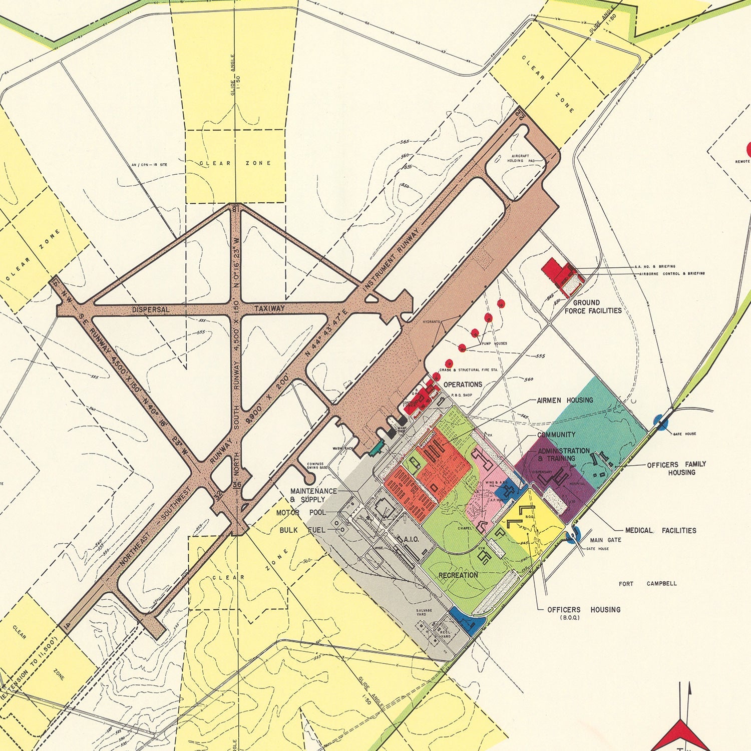Vintage Map of Campbell Air Force Base, 1952