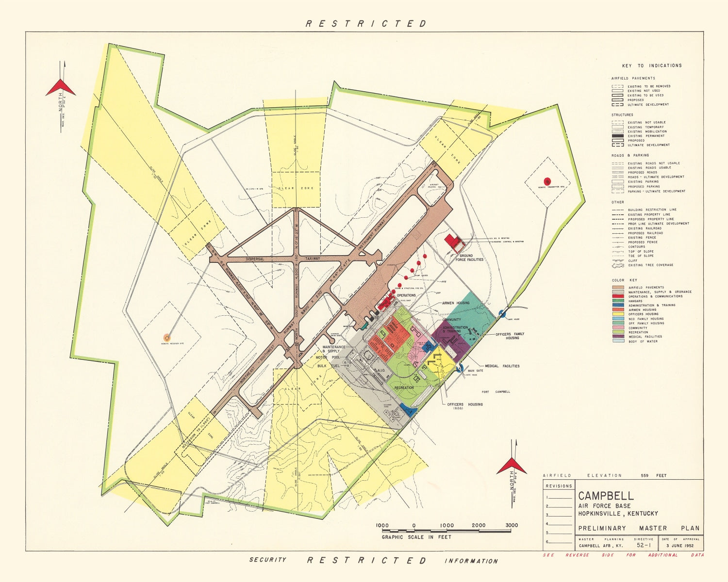 Vintage Map of Campbell Air Force Base, 1952