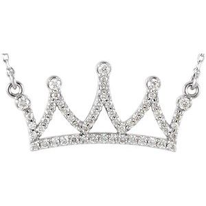 14K White Gold 1/5 CTW Natural Diamond Crown 16" Necklace