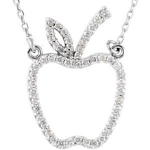 14K White Gold 1/5 CTW Natural Diamond Apple 16" Necklace