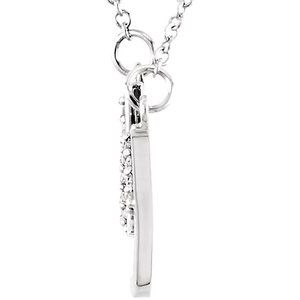 14K White Gold .06 CTW Natural Diamond "Lucky" Phrase 16 1/2" Necklace