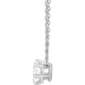14K White Gold 1/4 CT Lab-Grown Diamond Solitaire 16-18" Necklace