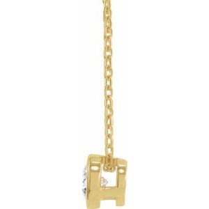 14K Yellow Gold 1/4 CT Lab-Grown Diamond Bezel-Set 16-18" Necklace