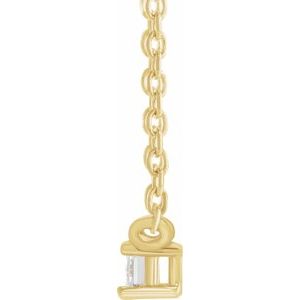 14K Yellow Gold 1/10 CT Natural Diamond Solitaire 16" Necklace