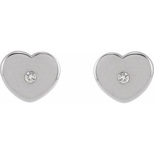 Sterling Silver .01 CTW Natural Diamond Youth Heart Earrings