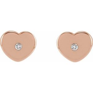 14K Rose Gold .01 CTW Natural Diamond Youth Heart Earrings