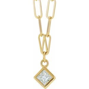 14K Yellow Gold 1/6 CT Natural Diamond Micro Bezel-Set 18" Necklace