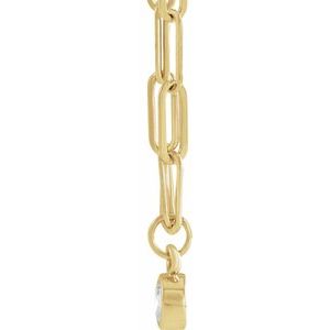 14K Yellow Gold 1/10 CT Natural Diamond Micro Bezel-Set 18" Necklace