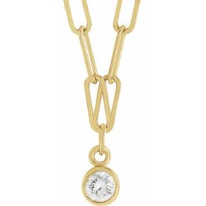 14K Yellow Gold 1/10 CT Natural Diamond Micro Bezel-Set 18" Necklace