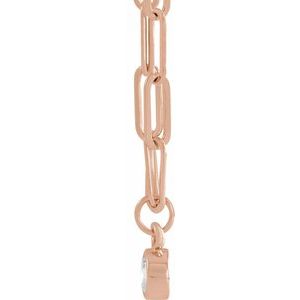 14K Rose Gold 1/10 CT Natural Diamond Micro Bezel-Set 16" Necklace