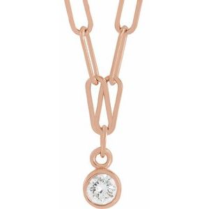 14K Rose Gold 1/10 CT Natural Diamond Micro Bezel-Set 16" Necklace
