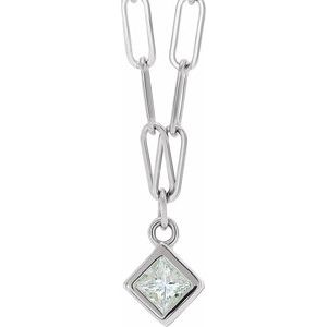 14K White Gold 1/6 CT Natural Diamond Micro Bezel-Set 18" Necklace
