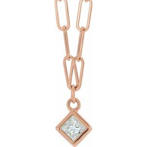 14K Rose Gold 1/6 CT Natural Diamond Micro Bezel-Set 16" Necklace