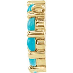 14K Yellow Gold Natural Turquoise Circle Cabochon Necklace Center