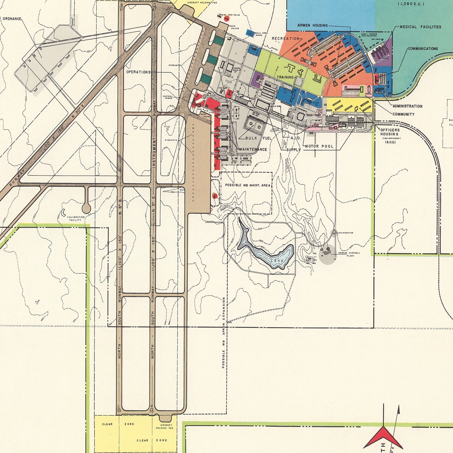 Vintage Map of Clinton Sherman Municipal Airport, 1952