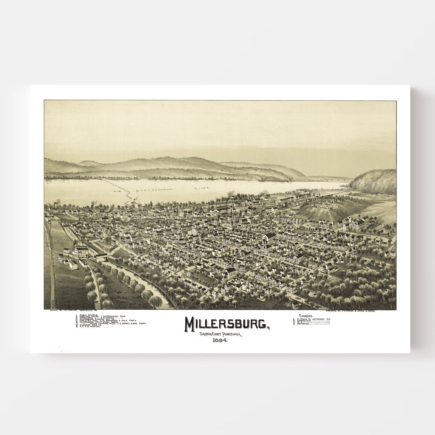 Vintage Map of Millersburg, Pennsylvania 1894