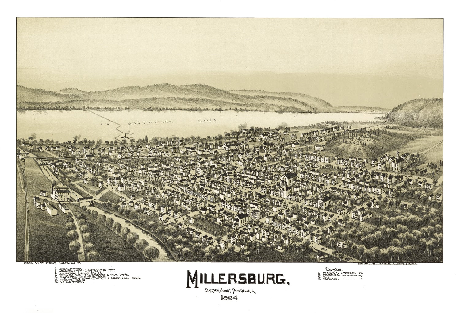 Vintage Map of Millersburg, Pennsylvania 1894