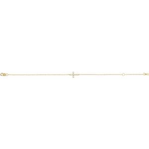 14K Yellow Gold 1/8 CTW Rose-Cut Natural Diamond Sideways Cross 6 1/2-7 1/2" Bracelet – image 2