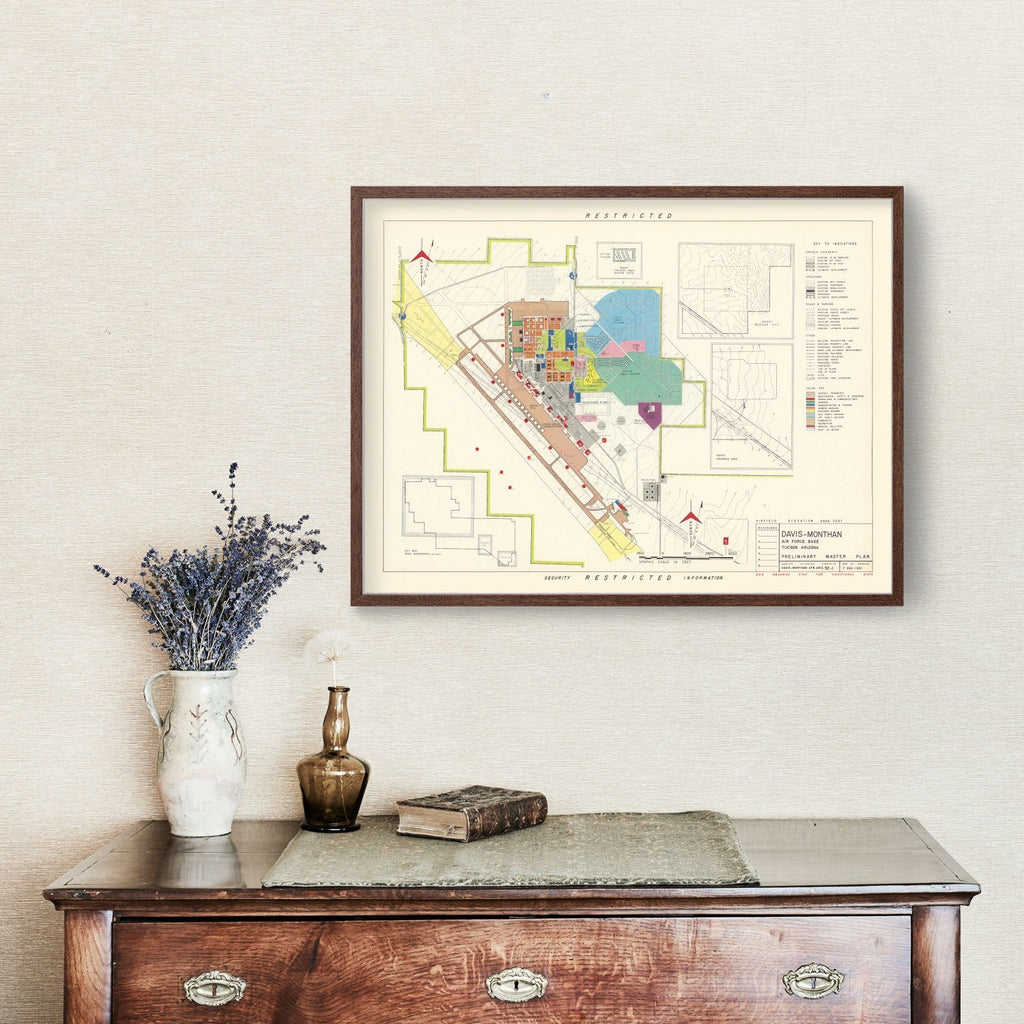 Vintage Map of Davis-Monthan Air Force Base, 1951