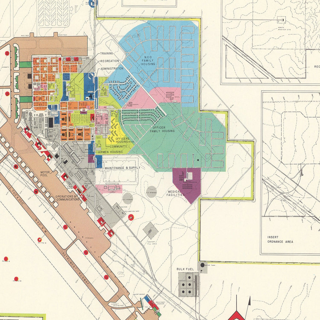 Vintage Map of Davis-Monthan Air Force Base, 1951
