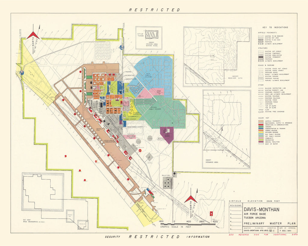 Vintage Map of Davis-Monthan Air Force Base, 1951