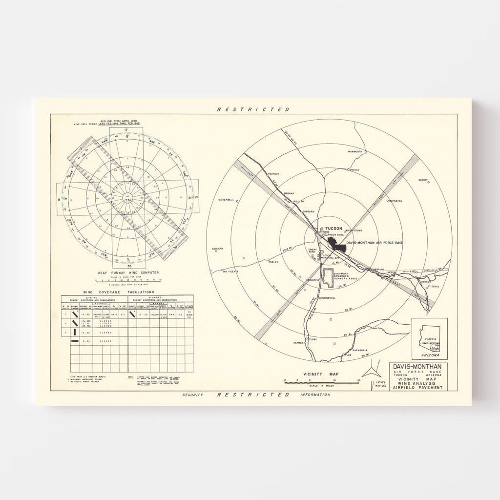 Vintage Map of the Davis-Monthan Air Force Base Vicinity, 1951