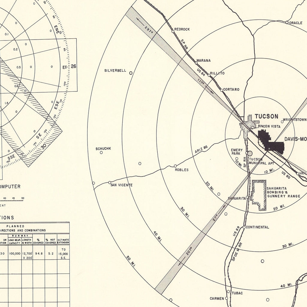 Vintage Map of the Davis-Monthan Air Force Base Vicinity, 1951