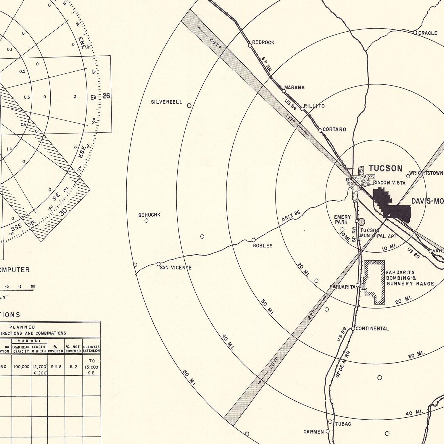 Vintage Map of the Davis-Monthan Air Force Base Vicinity, 1951