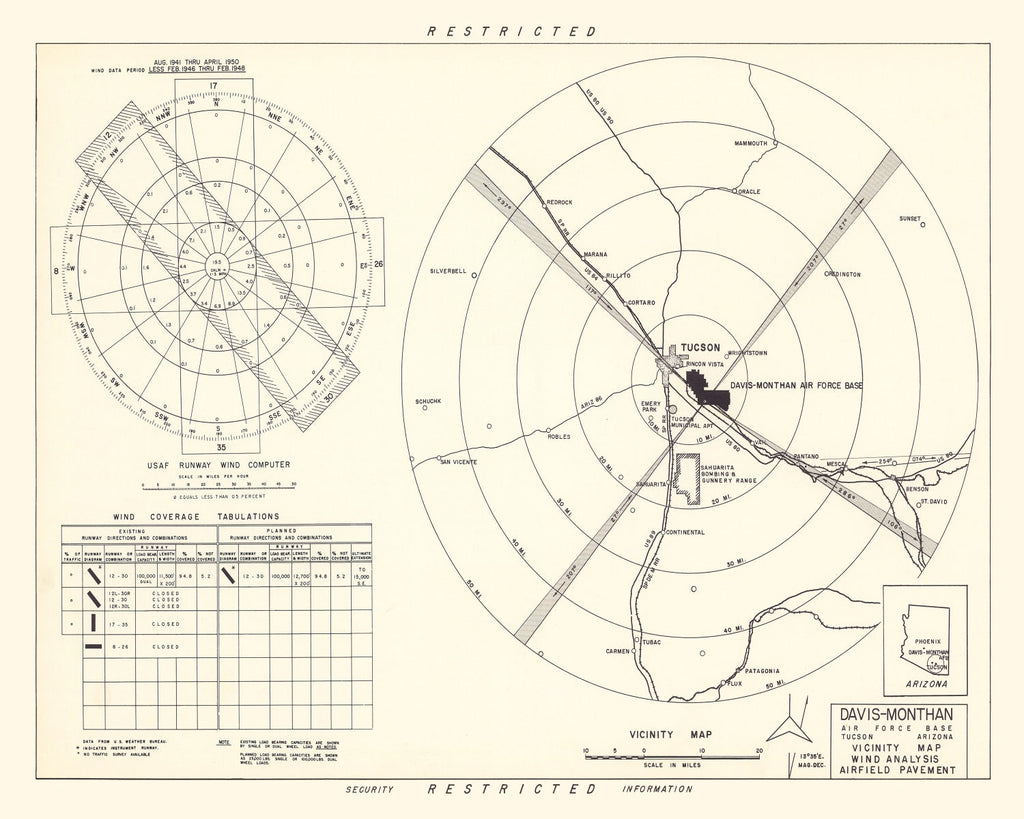 Vintage Map of the Davis-Monthan Air Force Base Vicinity, 1951