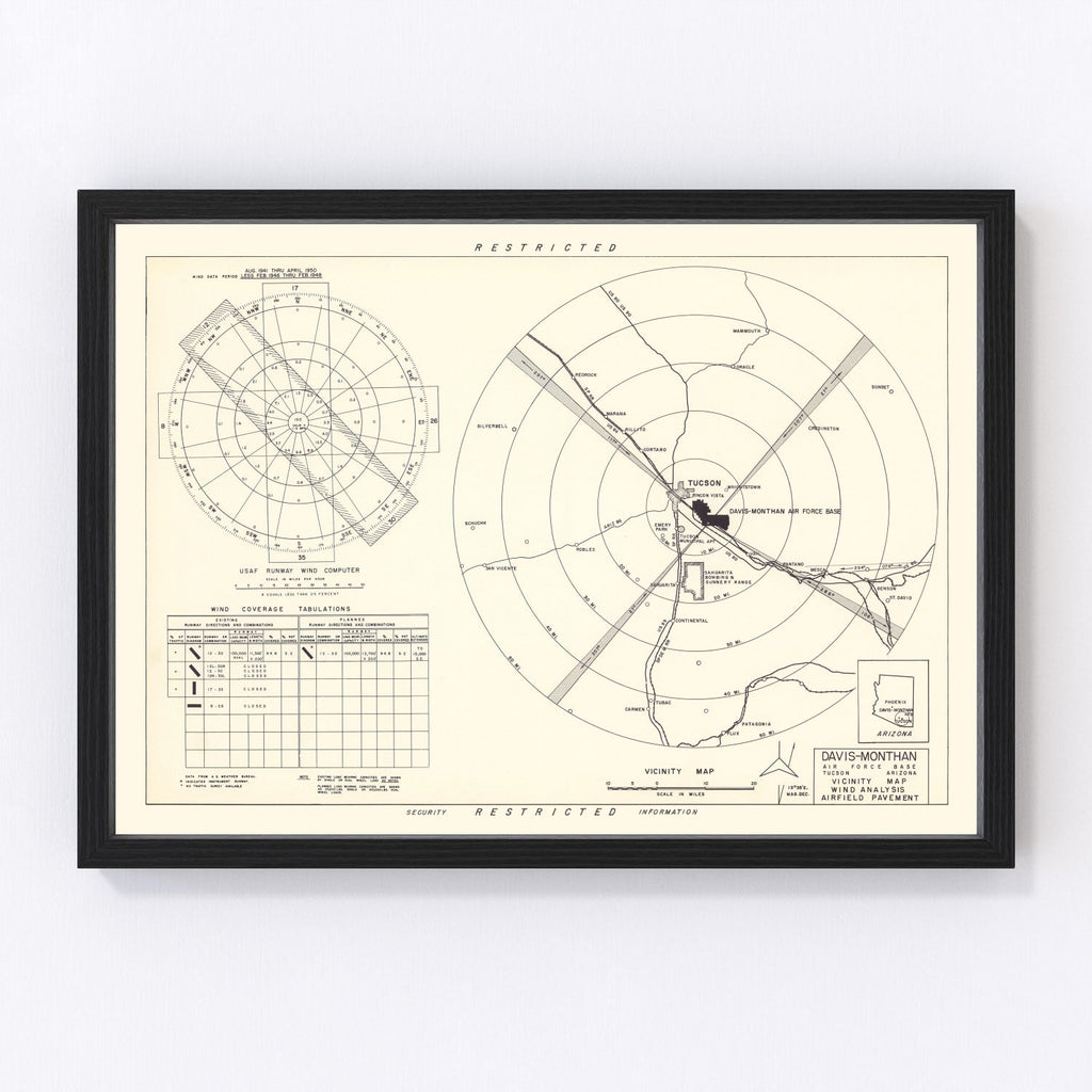 Vintage Map of the Davis-Monthan Air Force Base Vicinity, 1951