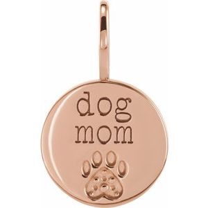 18K Rose Gold Engraved Dog Mom Paw Print Charm/Pendant Mounting – image 7