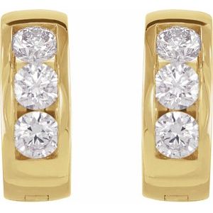 14K Yellow Gold 1/3 CTW Natural Diamond 10 mm Hinged Hoop Earrings – image 2