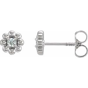 Sterling Silver .06 CTW Natural Diamond Petite Flower Beaded Earrings