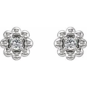 Sterling Silver Natural White Sapphire Petite Flower Beaded Earrings – image 2