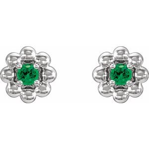 Sterling Silver Natural Tsavorite Garnet Petite Flower Beaded Earrings – image 2