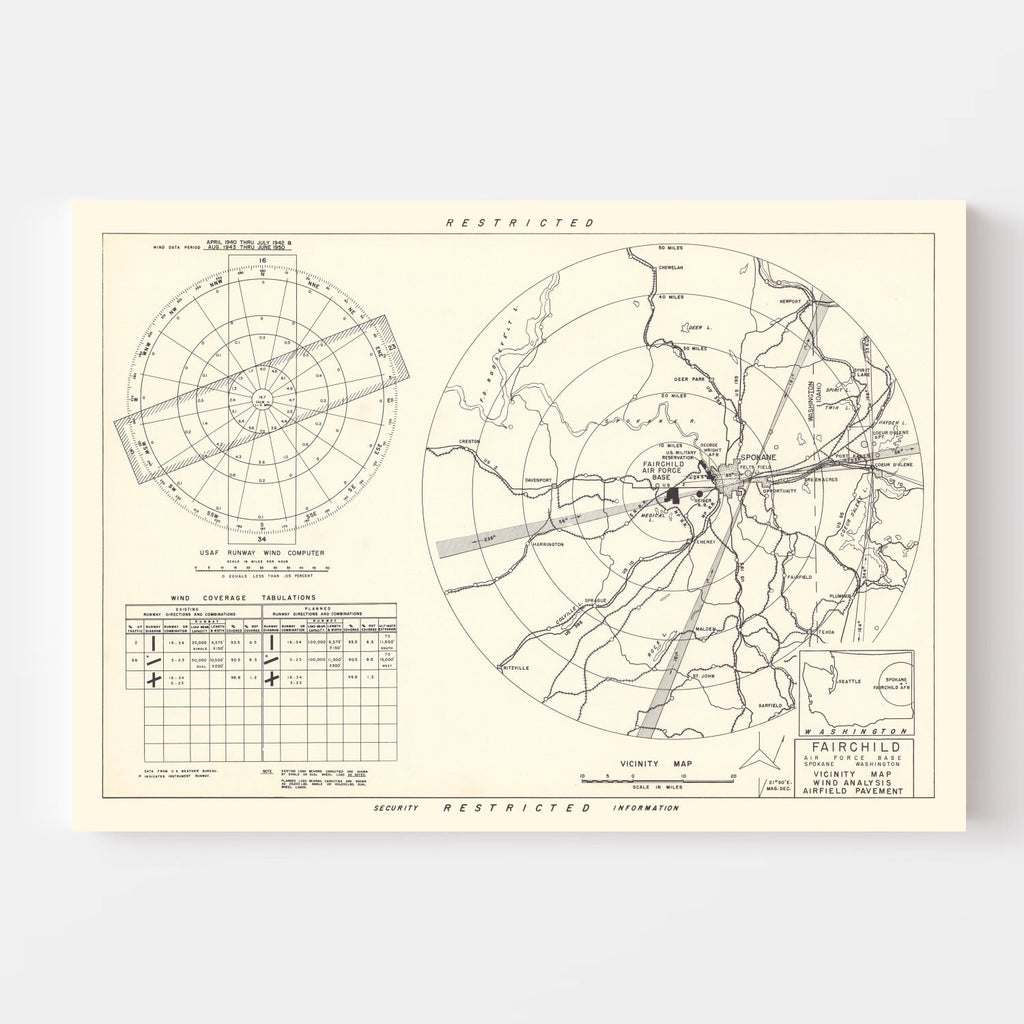 Vintage Map of the Fairchild Air Force Base Vicinity, 1951