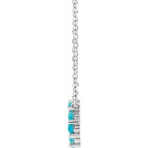 Platinum Natural Turquoise Circle Cabochon 18" Necklace