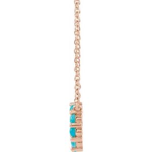 14K Rose Gold Natural Turquoise Circle Cabochon 18" Necklace