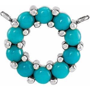 Platinum Natural Turquoise Circle Cabochon Necklace Center