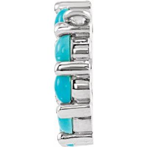 Platinum Natural Turquoise Circle Cabochon Necklace Center