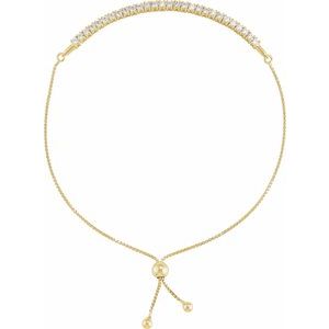 14K Yellow Gold 1 CTW Lab-Grown Diamond Bolo 9 1/2" Bracelet