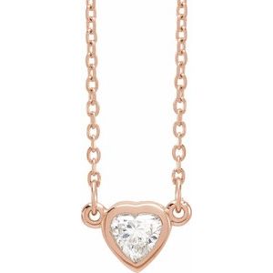 14K Rose Gold 1/4 CT Natural Diamond Heart 16-18" Necklace