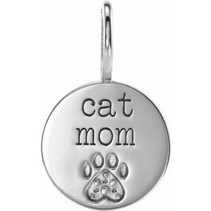Platinum Engraved Cat Mom Paw Print Charm/Pendant Mounting – image 7