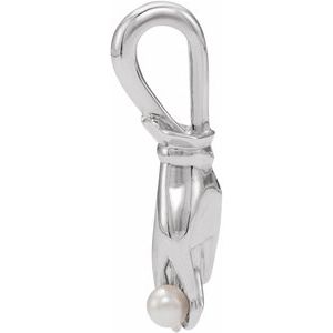 14K White Gold Cultured White Seed Pearl Buddha Hand Pendant