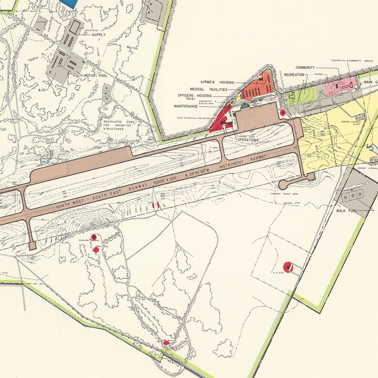 Vintage Map of Gray Air Force Base, 1951