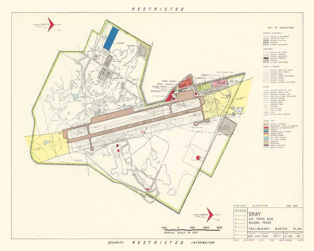 Vintage Map of Gray Air Force Base, 1951