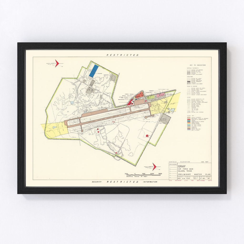 Vintage Map of Gray Air Force Base, 1951