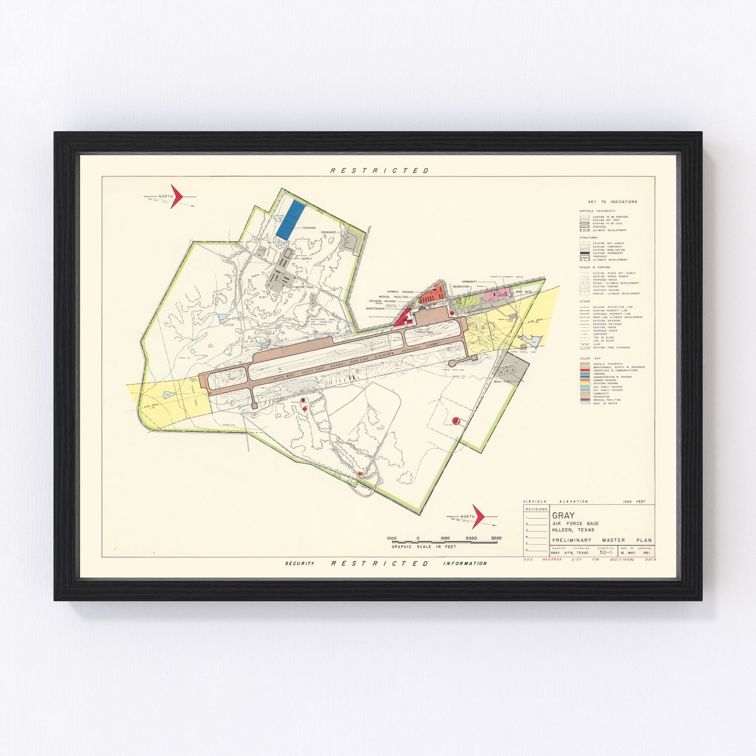 Vintage Map of Gray Air Force Base, 1951