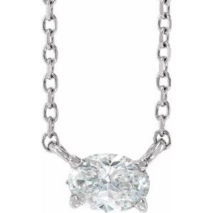 Sterling Silver 3/8 CT Natural Diamond Solitaire 16-18" Necklace