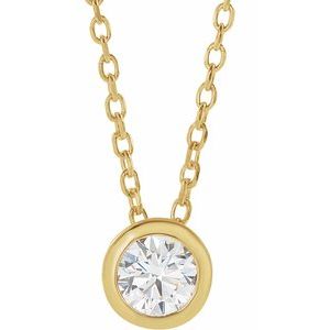 14K Yellow Gold 1/6 CT Natural Diamond Bezel-Set 16-18" Necklace